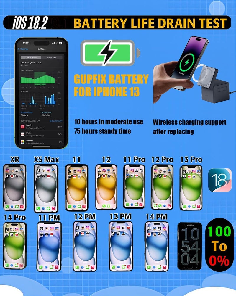 GUPFIX Diagnostic Battery for iPhone 13 No Pop-up Unknown Part Warning, 3500mAh High Capacity Li-Polymer Rechargeable Battery Replacement for iPhone 13 with Full Tool Kit - Image 5